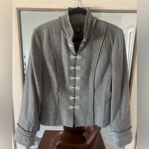 Chelsea & Theodore size 12 Gray Wool blend Military style Blazer Jacket Coat